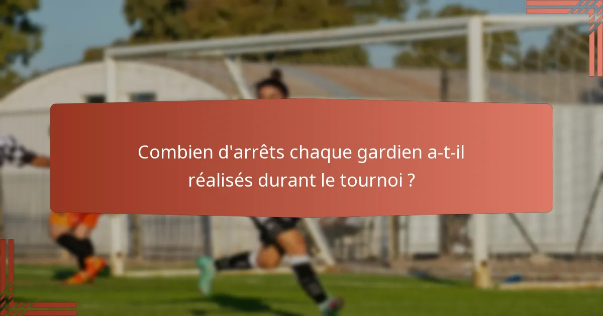 Combien d'arrêts chaque gardien a-t-il réalisés durant le tournoi ?