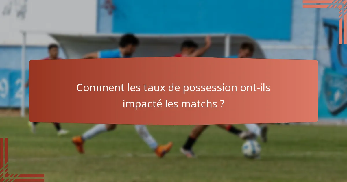 Comment les taux de possession ont-ils impacté les matchs ?