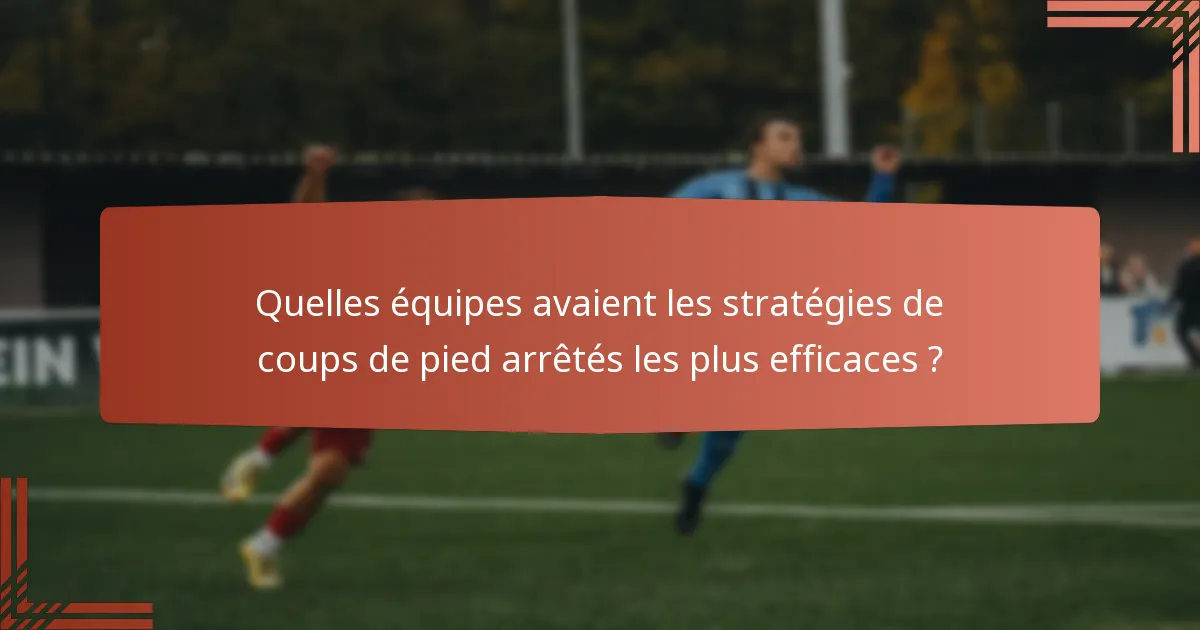 Quelles équipes avaient les stratégies de coups de pied arrêtés les plus efficaces ?