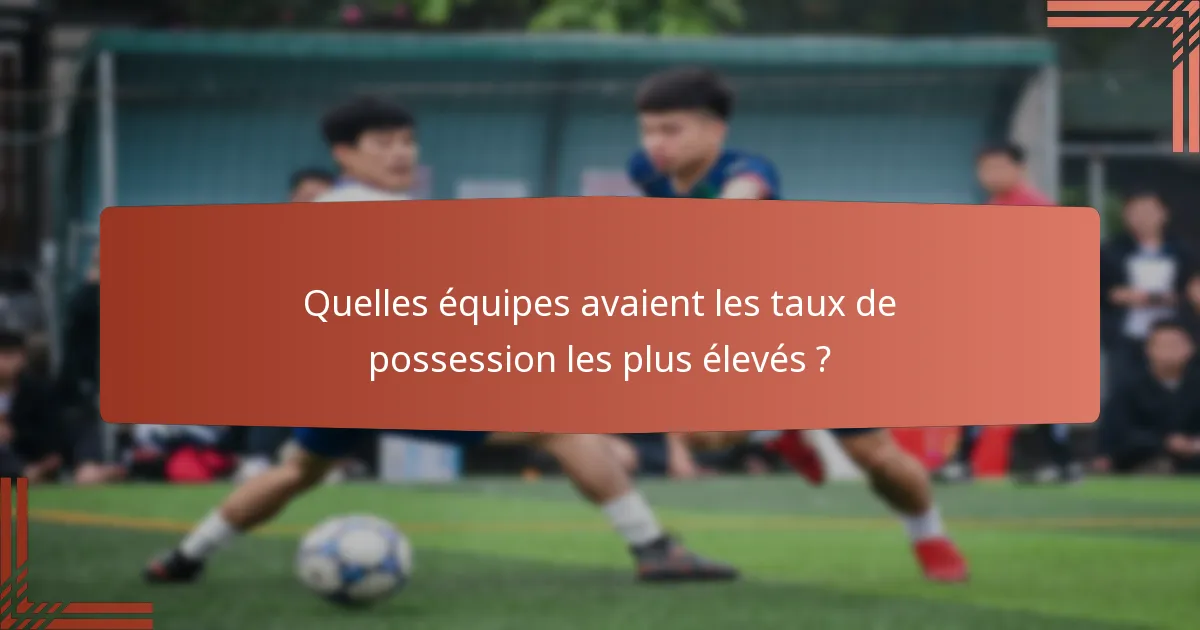 Quelles équipes avaient les taux de possession les plus élevés ?