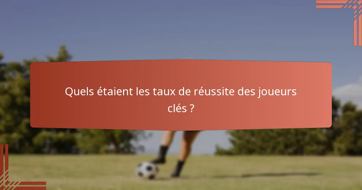 Quels étaient les taux de réussite des joueurs clés ?