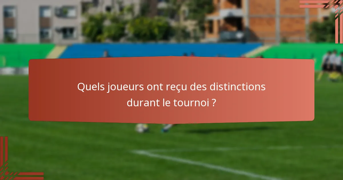 Quels joueurs ont reçu des distinctions durant le tournoi ?
