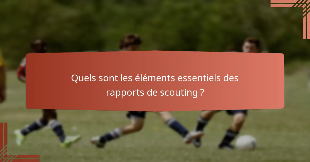 Quels sont les éléments essentiels des rapports de scouting ?
